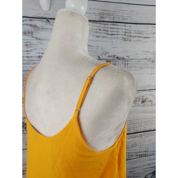 1.STATE Cami Chiffon Inset VNeck Spaghetti Strap Sunflower Yellow Tank Small NEW - Picture 3 of 8